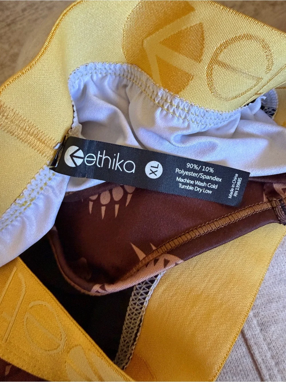 Ethika Haute Print Racerback Sports Bra XL Brown Gold